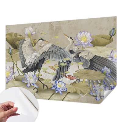 Fotobehang voor de kinderkamer Vogels en lelies