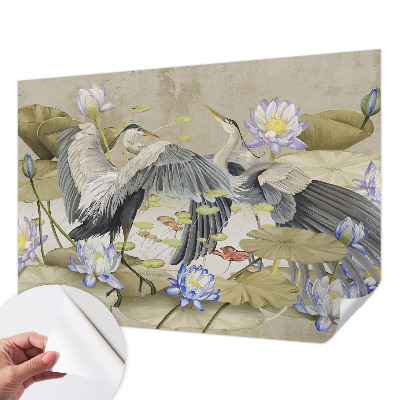 Fotobehang voor de kinderkamer Vogels en lelies