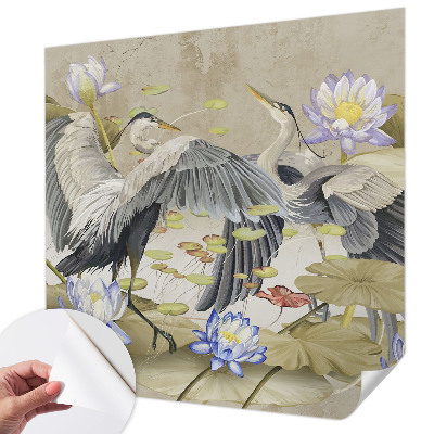 Fotobehang voor de kinderkamer Vogels en lelies
