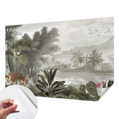 Fotobehang babykamer met een tropische oase als decor