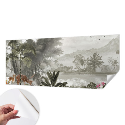 Fotobehang babykamer met een tropische oase als decor