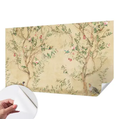 Zelfklevende behangsticker met bloemaccenten