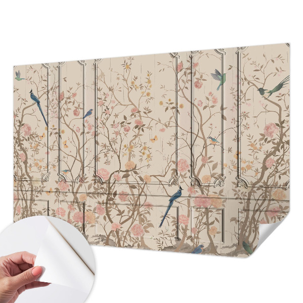 Fotobehang kinderkamer Vogels en bloemen