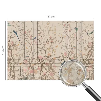 Fotobehang kinderkamer met een patroon van vogels en bloemen