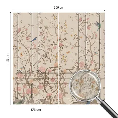 Fotobehang kinderkamer met een patroon van vogels en bloemen