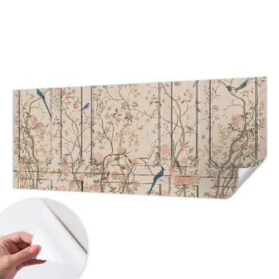 Fotobehang kinderkamer met een patroon van vogels en bloemen