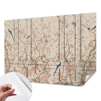 Fotobehang kinderkamer Vogels en bloemen