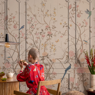 Fotobehang kinderkamer Vogels en bloemen