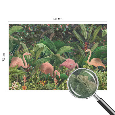 Zelfklevend fotobehang op maat met een patroon van roze flamingo's