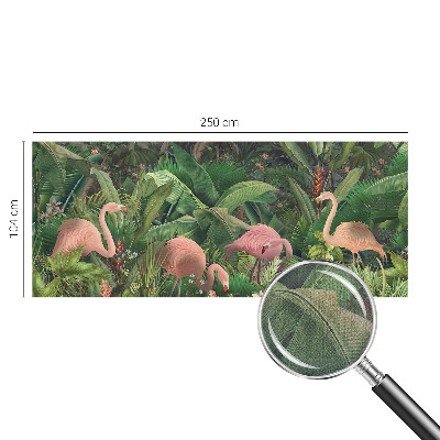 Zelfklevend fotobehang op maat met een patroon van roze flamingo's