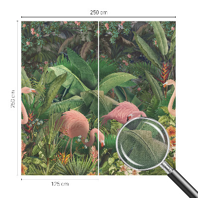 Zelfklevend fotobehang op maat met een patroon van roze flamingo's
