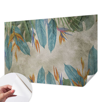 Zelfklevend fotobehang met een print van tropische bloemen