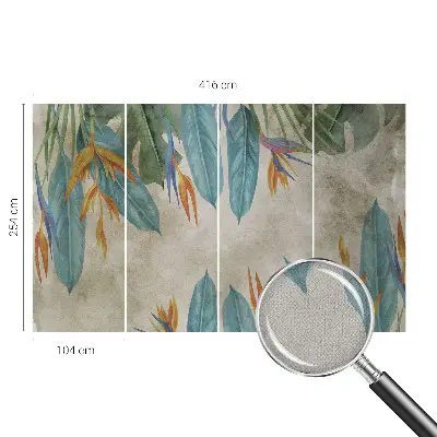 Zelfklevend fotobehang met een print van tropische bloemen