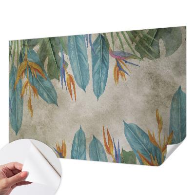 Zelfklevend fotobehang met een print van tropische bloemen
