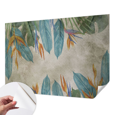 Zelfklevend fotobehang met een print van tropische bloemen