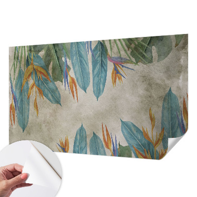 Zelfklevend fotobehang met een print van tropische bloemen
