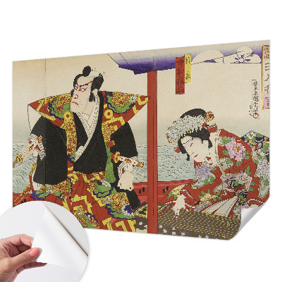 Fotobehang babykamer met een ontwerp geïnspireerd op het Japanse theater