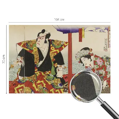 Fotobehang babykamer met een ontwerp geïnspireerd op het Japanse theater