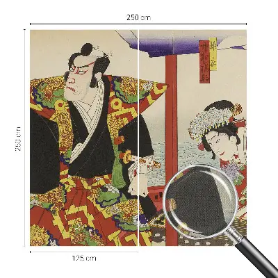 Fotobehang babykamer met een ontwerp geïnspireerd op het Japanse theater