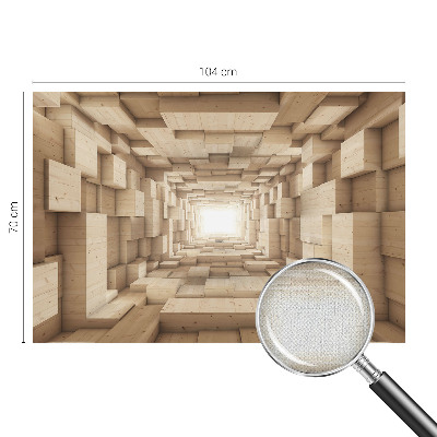 Zelfklevende behangsticker met een print van een houten tunnel