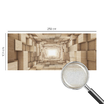 Zelfklevende behangsticker met een print van een houten tunnel