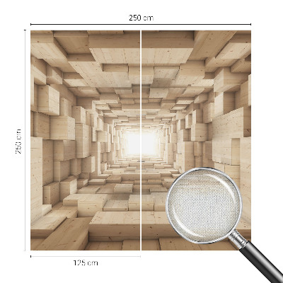Zelfklevende behangsticker met een print van een houten tunnel
