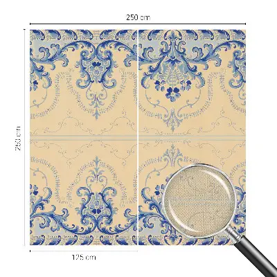 3D fotobehang met blauwe ornamenten