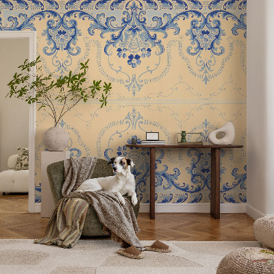 3D fotobehang Blauwe ornamenten