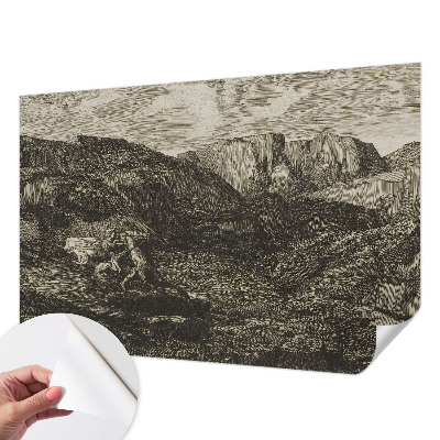 Foto behang voor de kinderkamer met ontwerp van een bergtocht