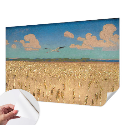 Fotobehang tienerkamer met een tarweveld-motief