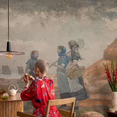 Fotobehang babykamer met een serene kustscène