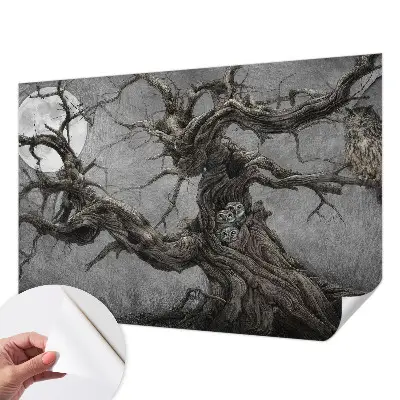 Zelfklevend fotobehang met een mysterieuze uil als print