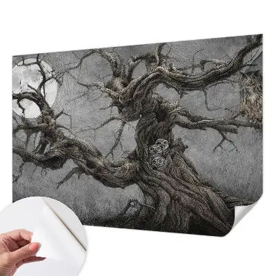 Zelfklevend fotobehang met een mysterieuze uil als print
