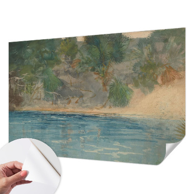 Foto behang voor de keuken met een tropische kustprint