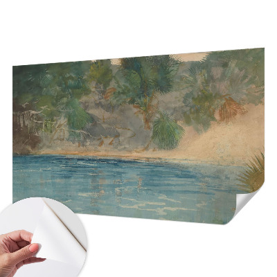 Foto behang voor de keuken met een tropische kustprint