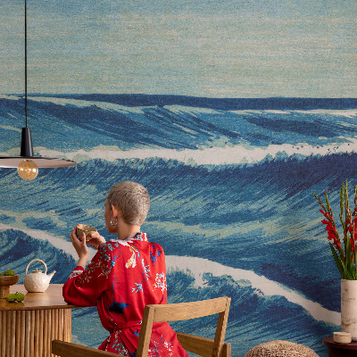Zelfklevend fotobehang op maat met een patroon van zeegolven