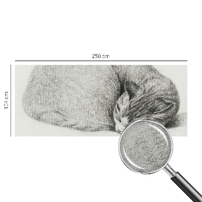 Zelfklevende behangsticker opgerolde kat