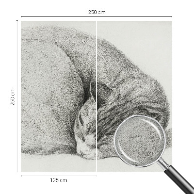 Zelfklevende behangsticker opgerolde kat