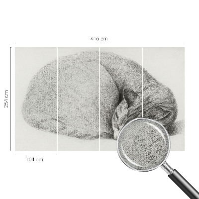 Zelfklevende behangsticker opgerolde kat