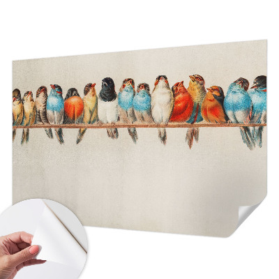 3D fotobehang met een voorstelling van vogels op een tak