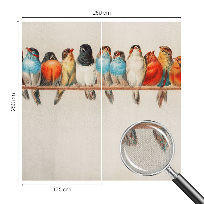 3D fotobehang Vogels op een tak