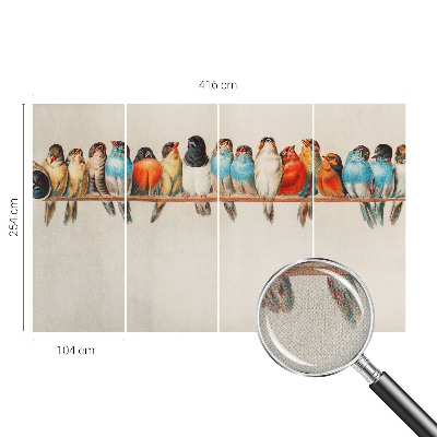 3D fotobehang met een voorstelling van vogels op een tak