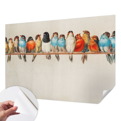 3D fotobehang met een voorstelling van vogels op een tak