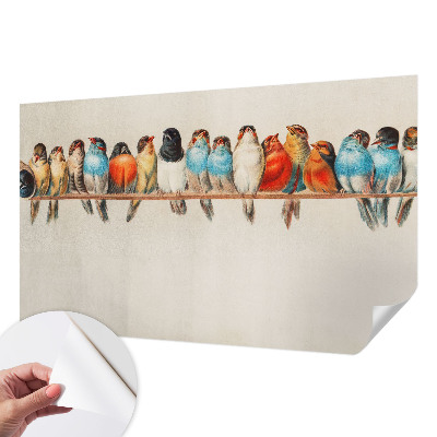 3D fotobehang met een voorstelling van vogels op een tak