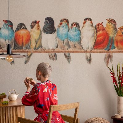 3D fotobehang Vogels op een tak