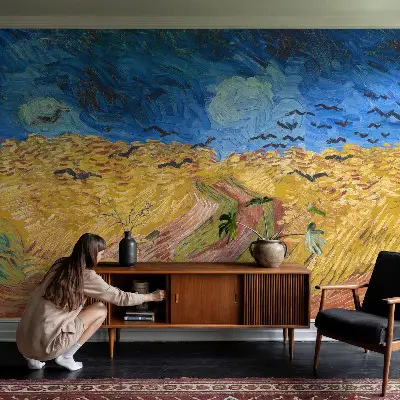 Fotobehang voor kinderkamer met een veldlandschap als ontwerp