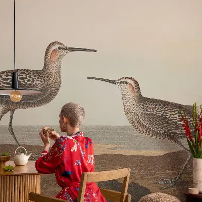 Fotobehang voor de kinderkamer met silhouetten van vogels