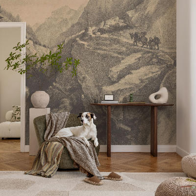Zelfklevend fotobehang op maat met een schilderachtig berglandschap