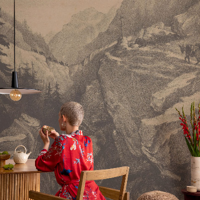 Zelfklevend fotobehang op maat met een schilderachtig berglandschap