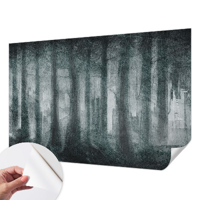 3D fotobehang met een mysterieus bosmotief
